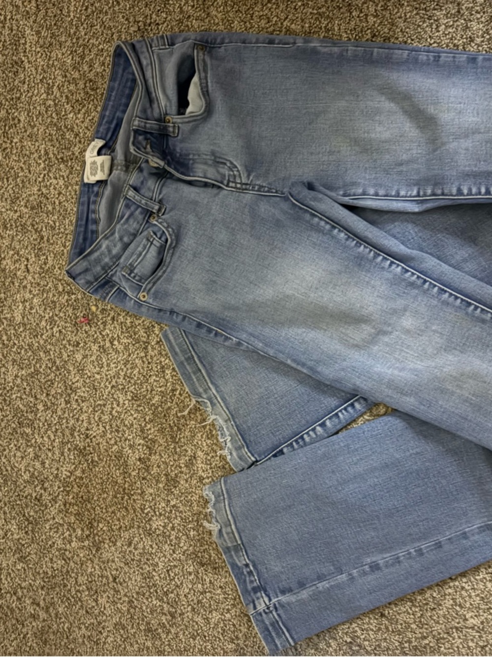 Light Wash Straight Leg Jeans - Raw Hem